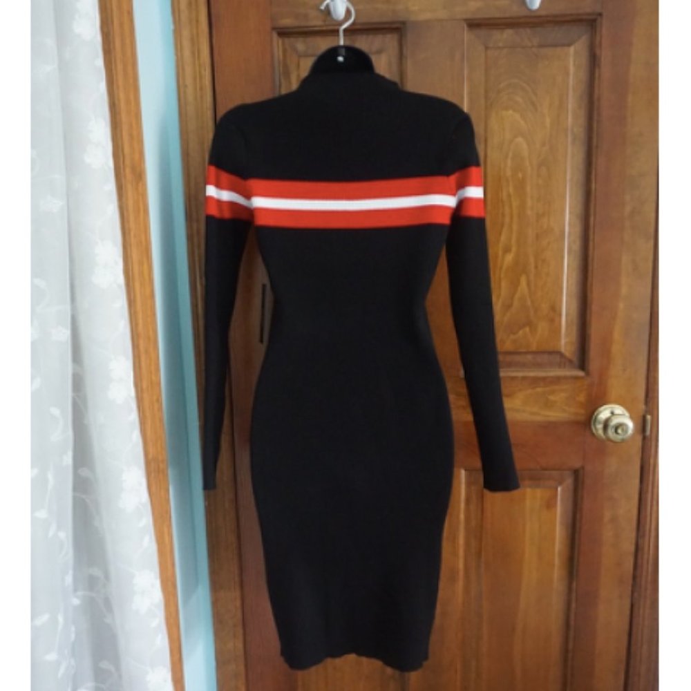 Long Sleeve Sweater Dress with Stripe Detail